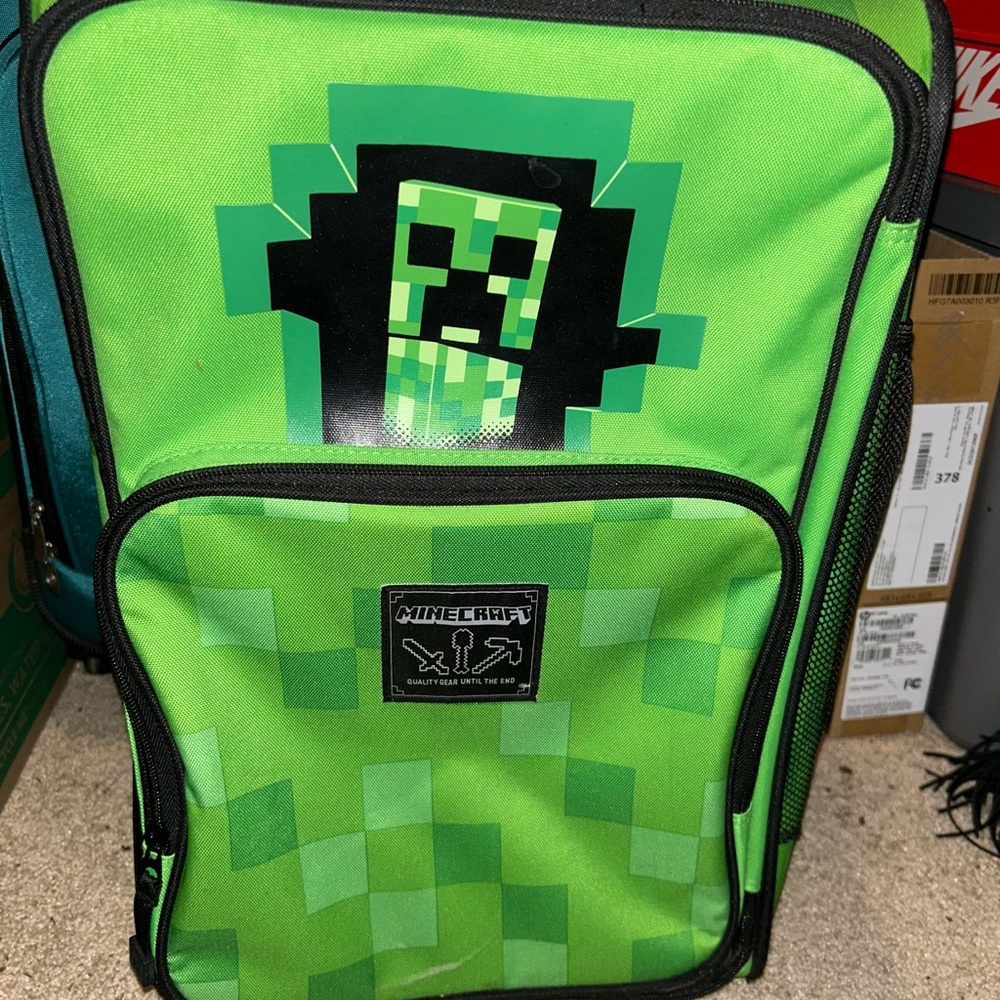 Minecraft Green Kids Rolling Suitcase